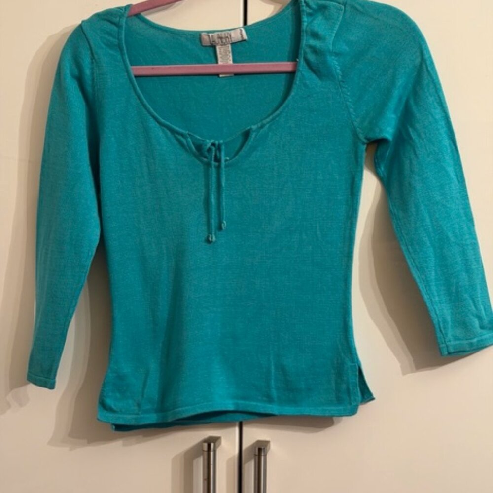 [2 f 25] Two tops, small size, 6, Laundry teal top, Mohair Cardigan